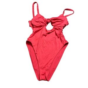 Vitamin A Womens Knot Front Full Coverage Zuri Coral One Piece Swimsuit Size M